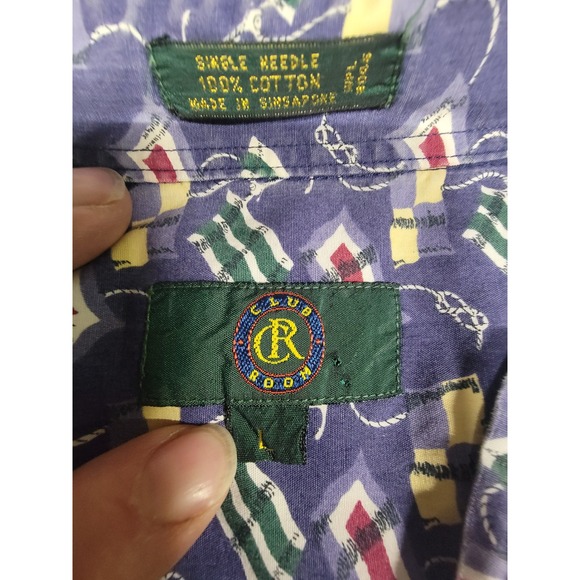 Club Room Blue Nautical Them Short Sleeve Shirt Size‎ L 100% Cotton - Picture 6 of 9